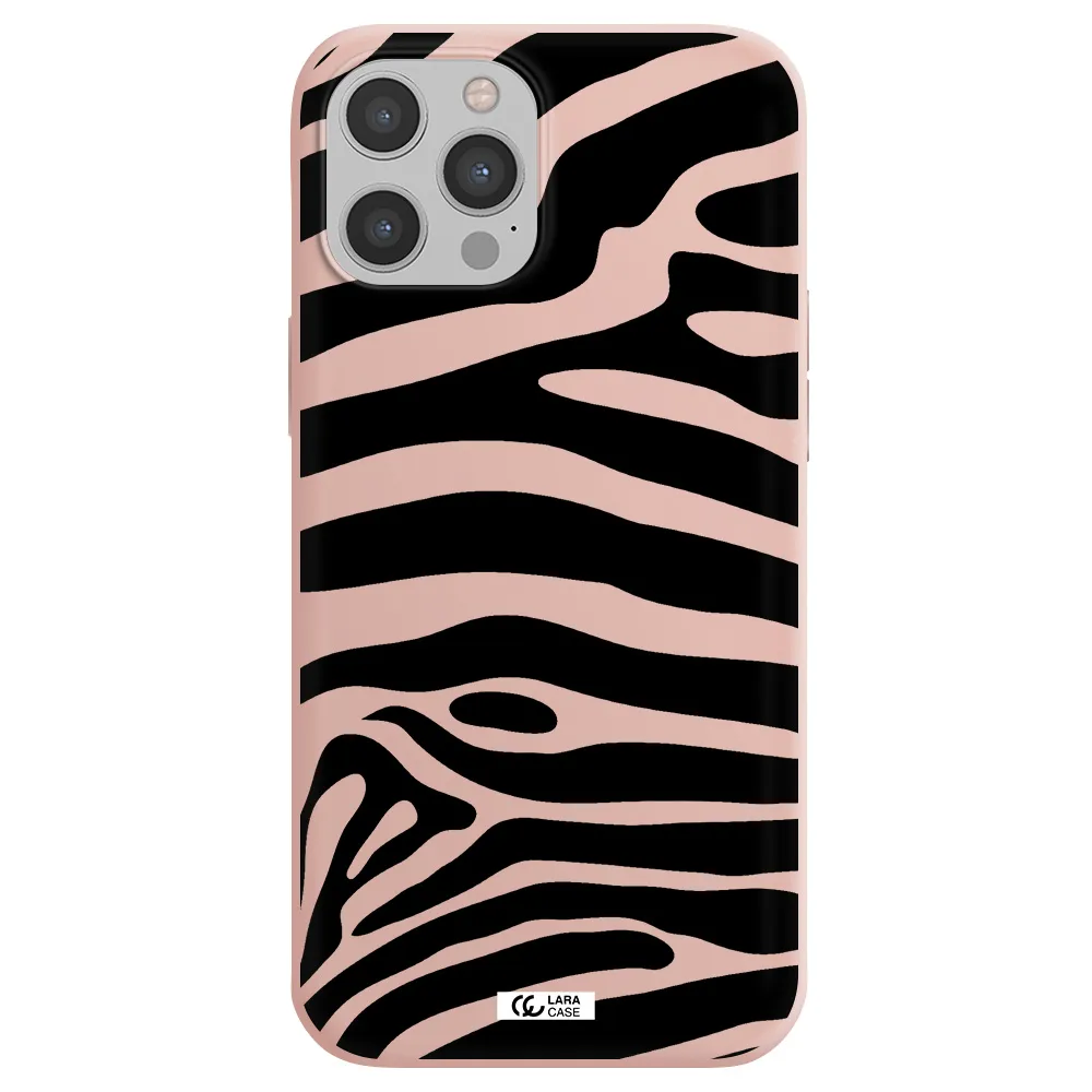 Zebra Apple iPhone 12 pro max Silicone pastel pink Case