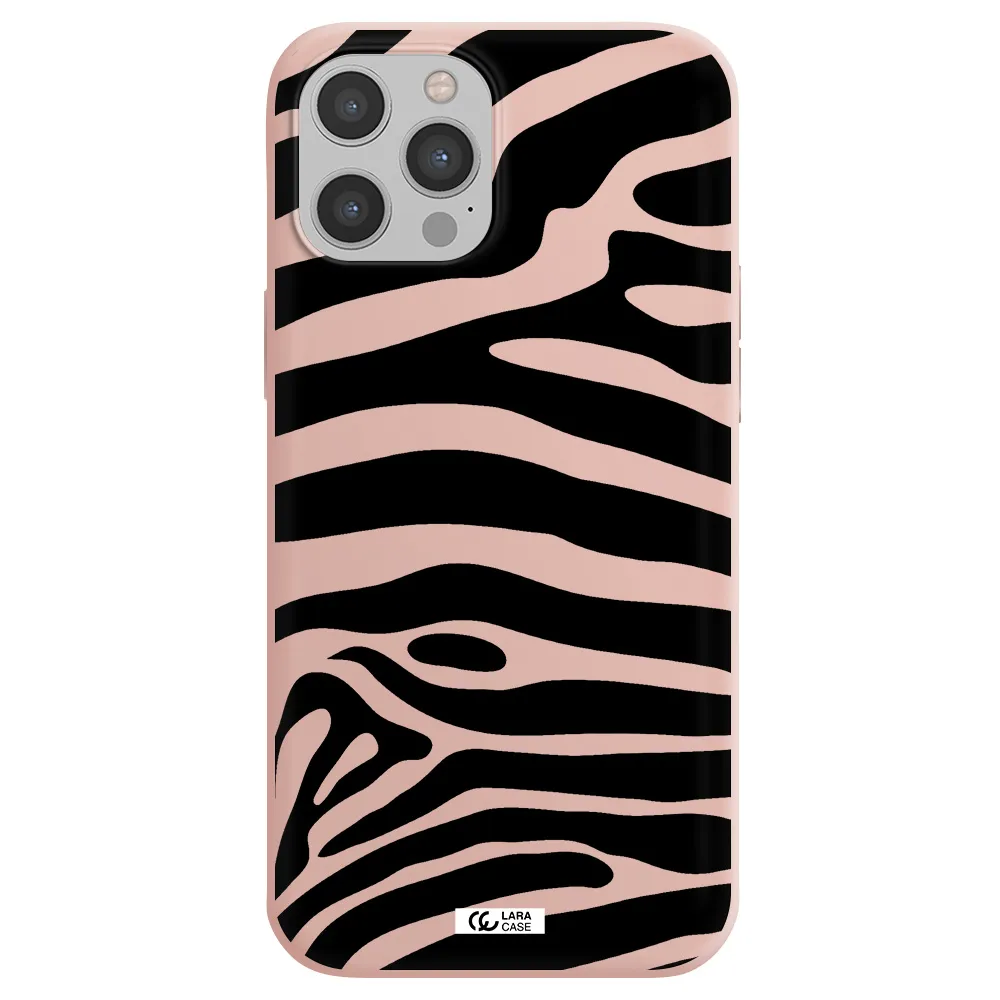 Zebra Apple iPhone 12 pro Silicone pastel pink Case