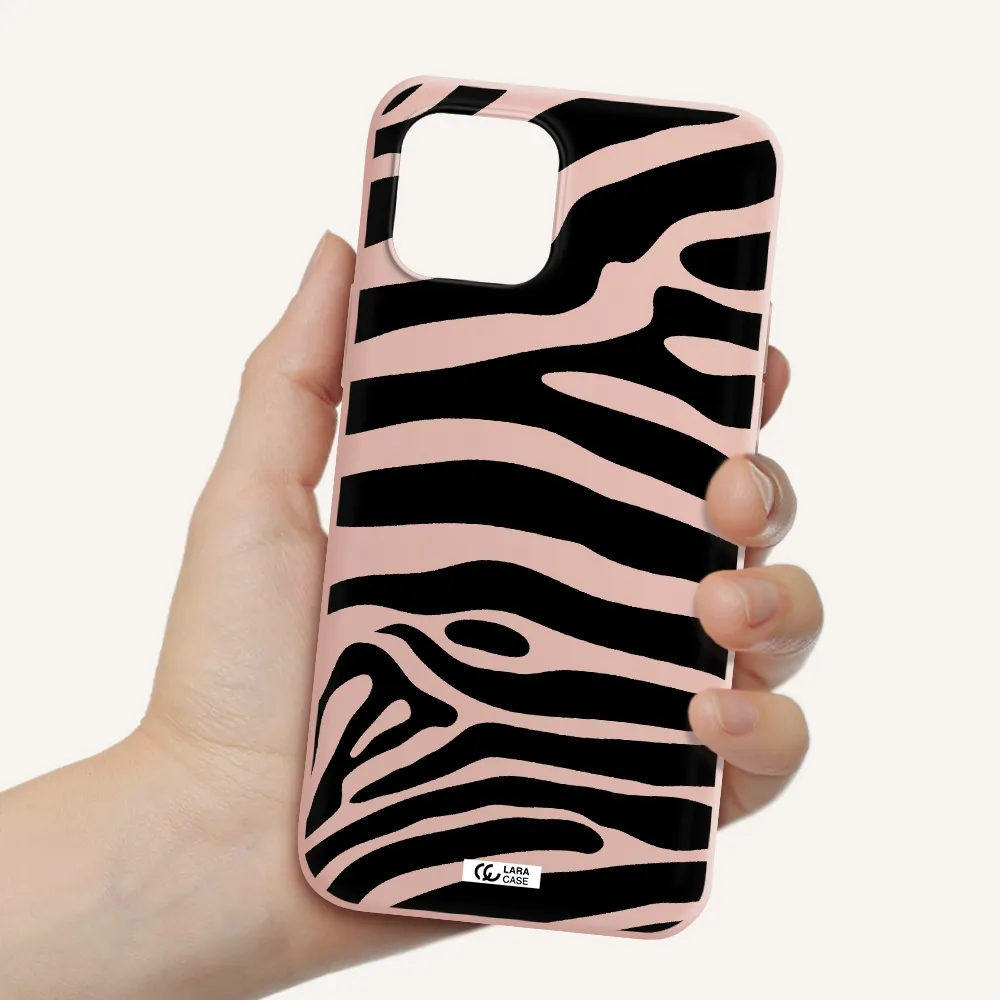 Zebra Apple iPhone 12 Silicone pastel pink Case