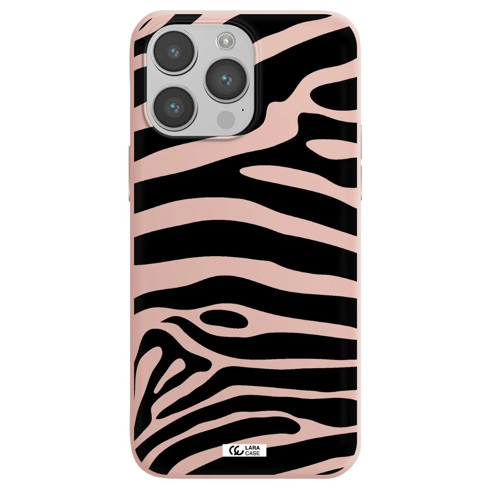 Zebra Apple iPhone 14 pro Silicone pastel pink Case