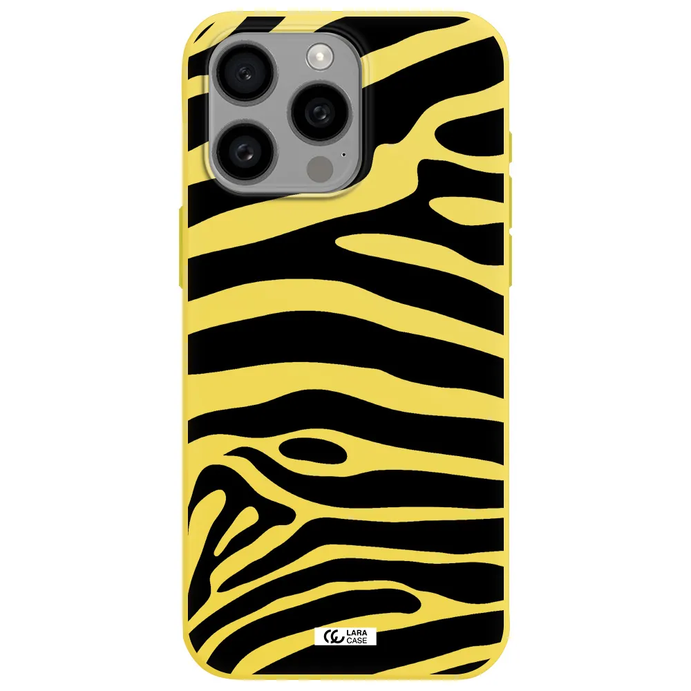 Zebra Apple Iphone 15 Pro max Silicone canary yellow Case