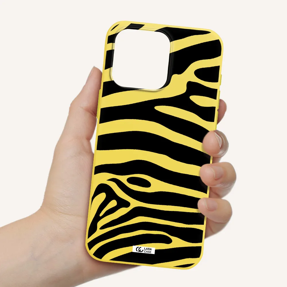 Zebra Apple Iphone 15 Pro max Silicone canary yellow Case