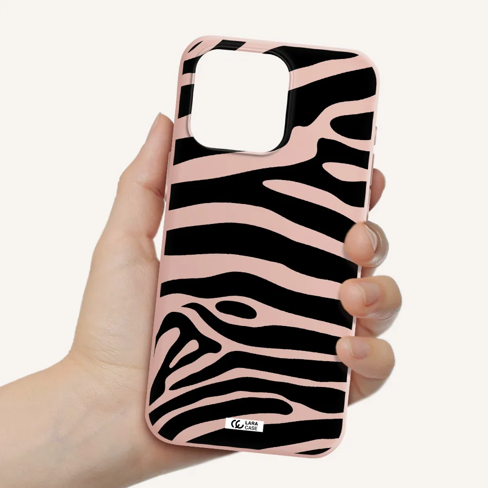 Zebra Apple Iphone 15 Pro max Silicone pastel pink Case