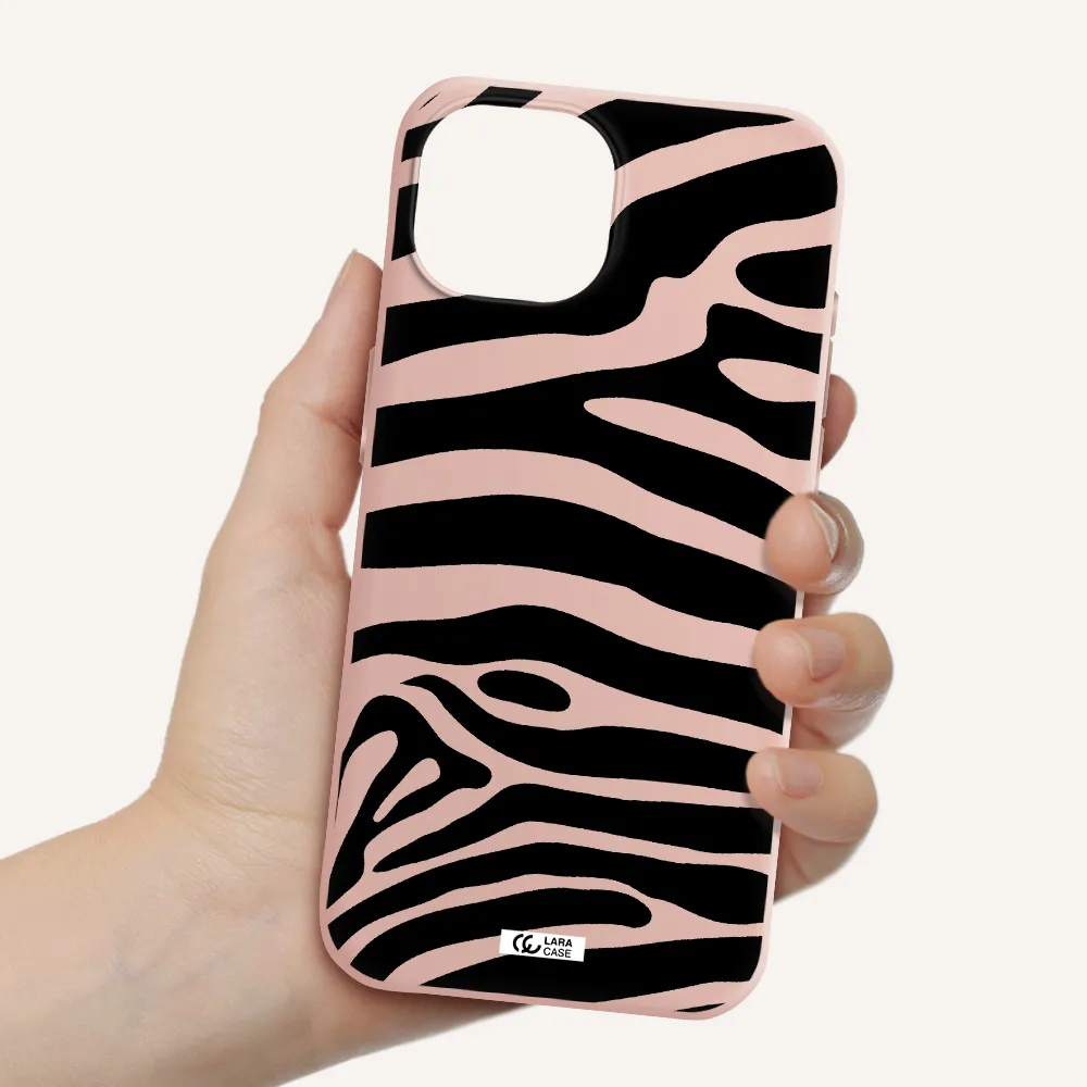 Zebra Apple Iphone 15 Silicone Pastel Pink Case