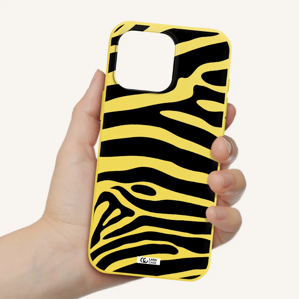 Zebra Apple Iphone 16 Pro Max Silicone Canary Yellow Case
