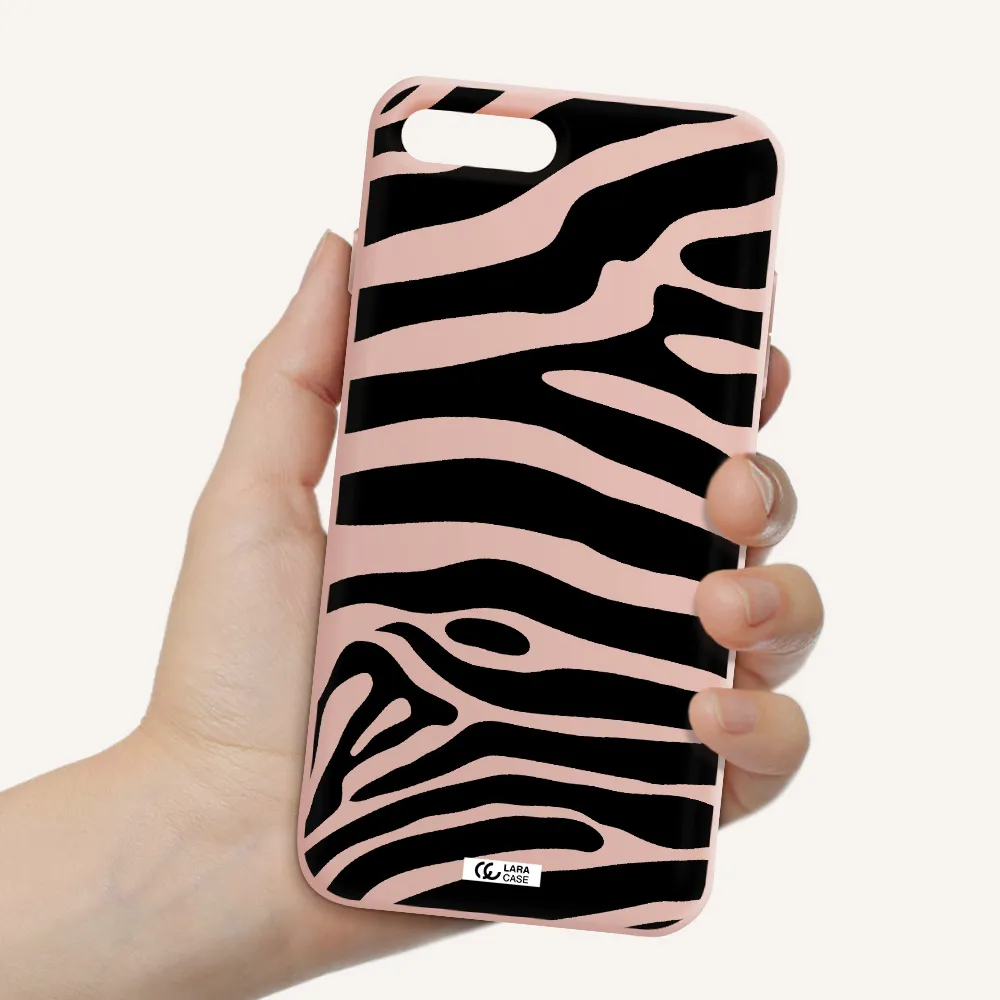 Zebra Apple iPhone 8 plus Silicone pastel pink Case