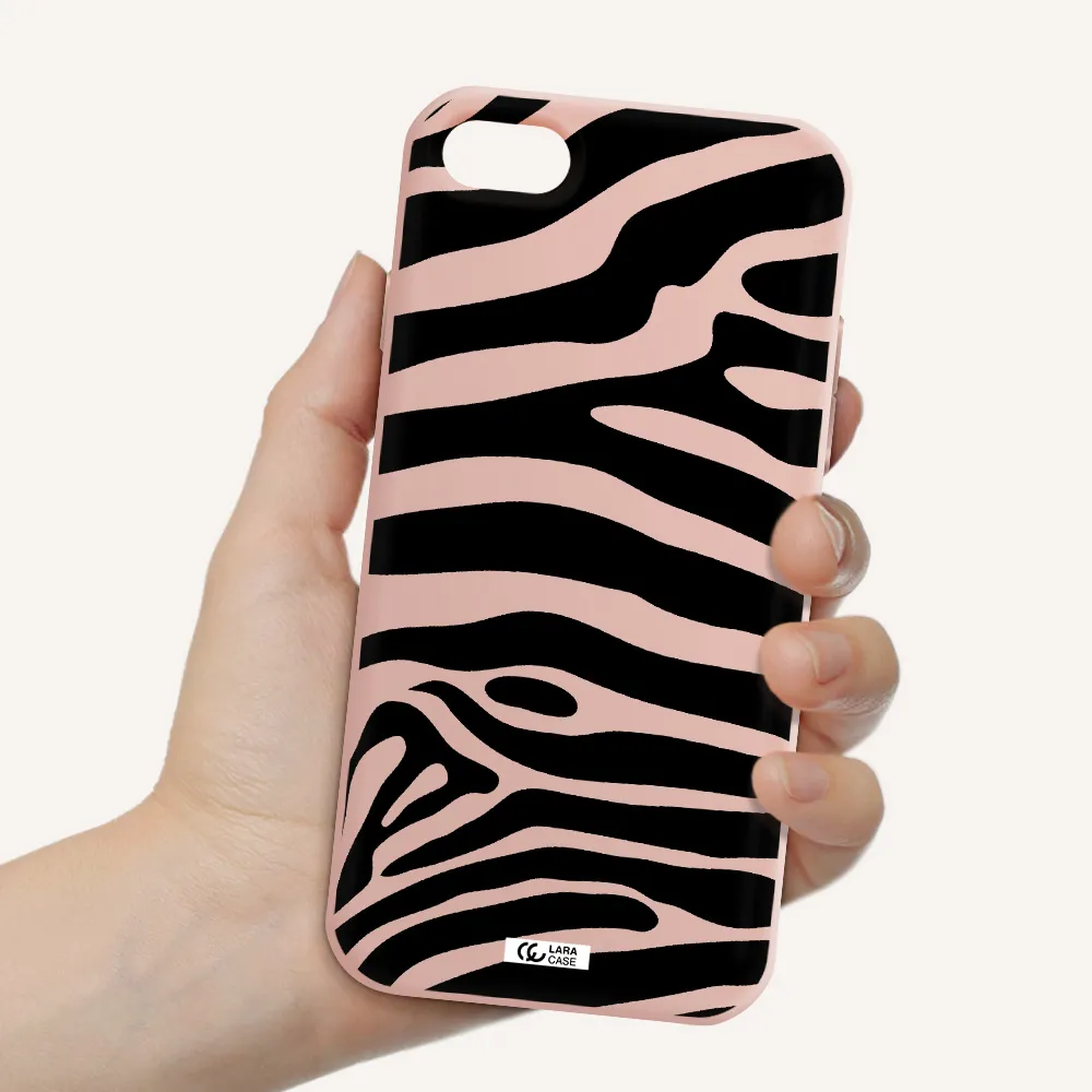 Zebra Apple iPhone 8 Silicone pastel pink Case
