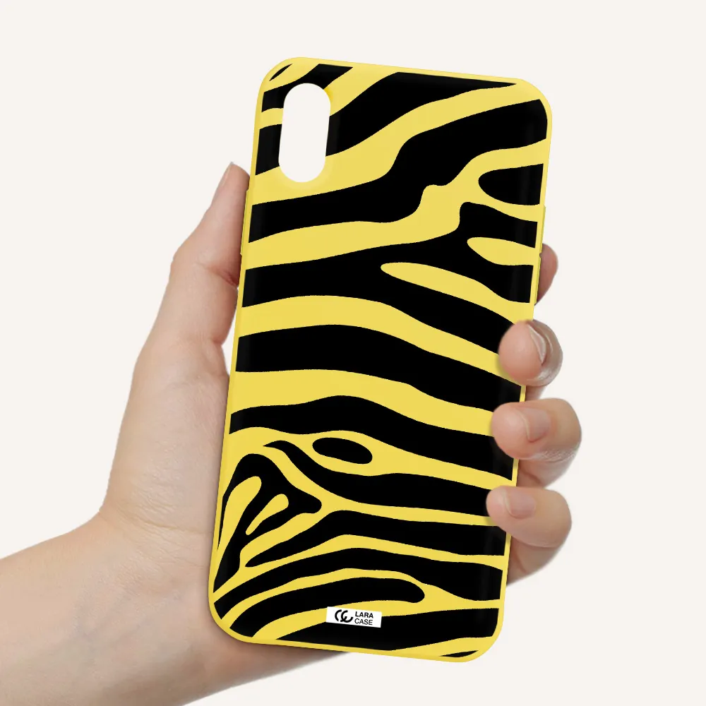 Zebra Apple iPhone X Silicone canary yellow Case