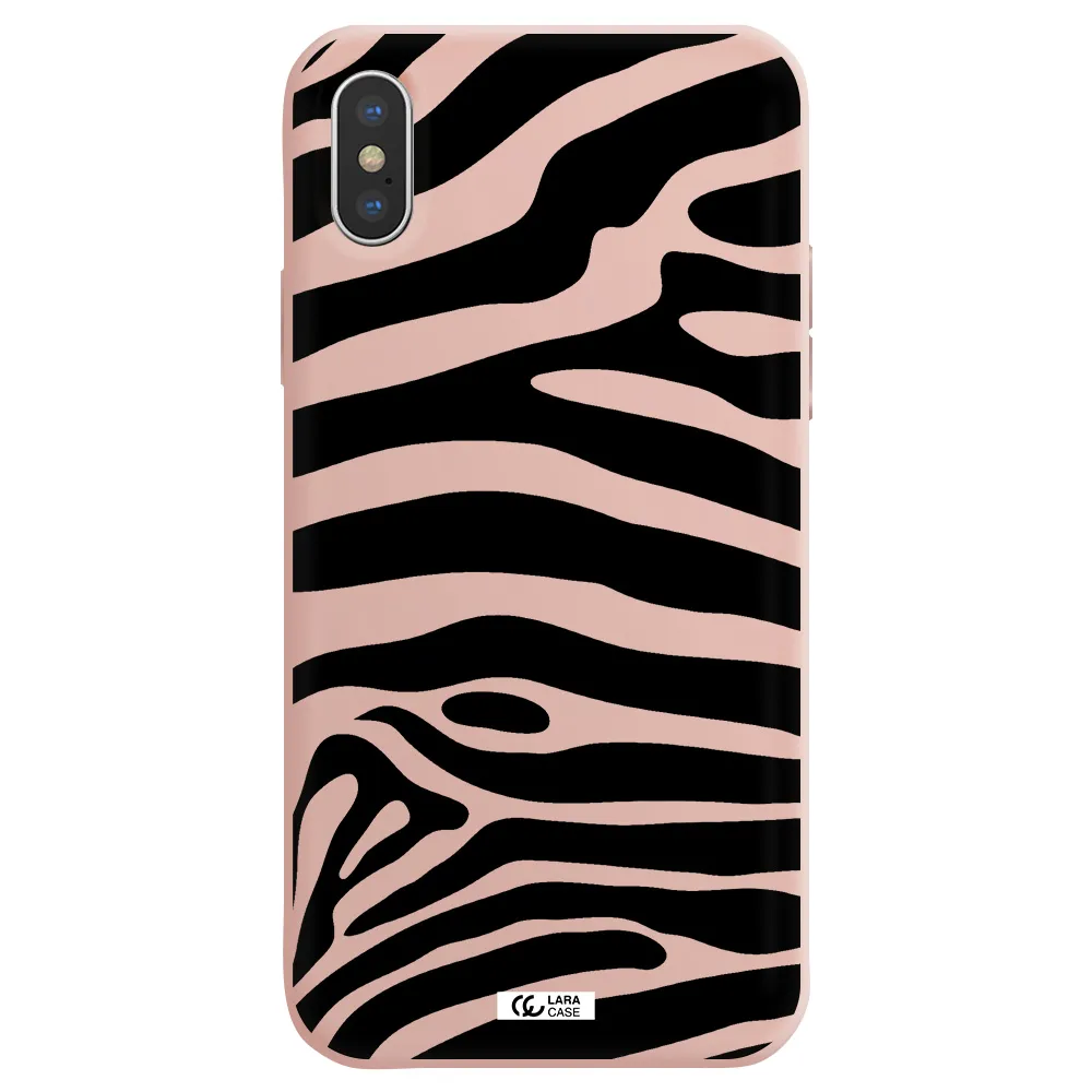 Zebra Apple iPhone X Silicone pastel pink Case
