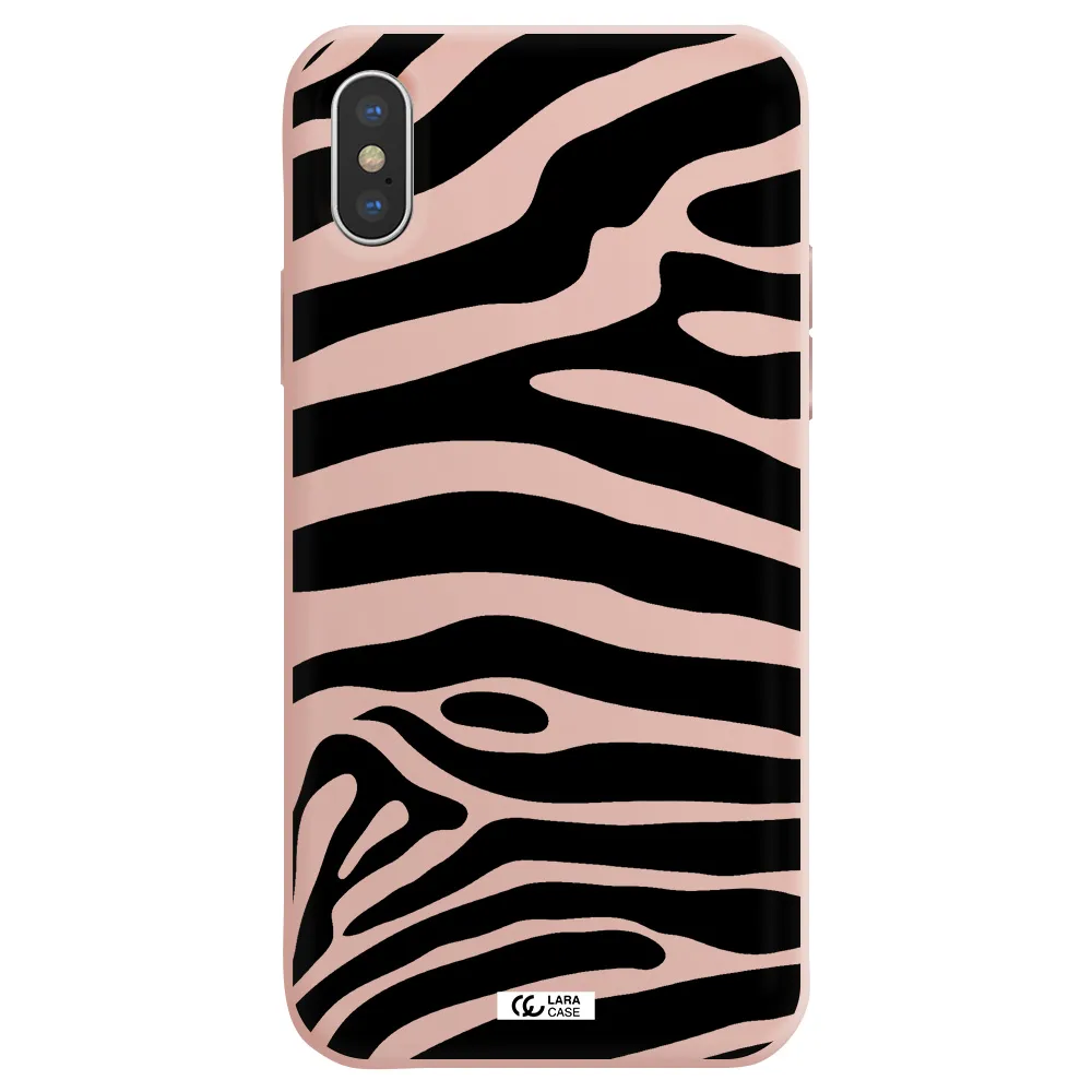 Zebra Apple iPhone XS Silicone pastel pink Case