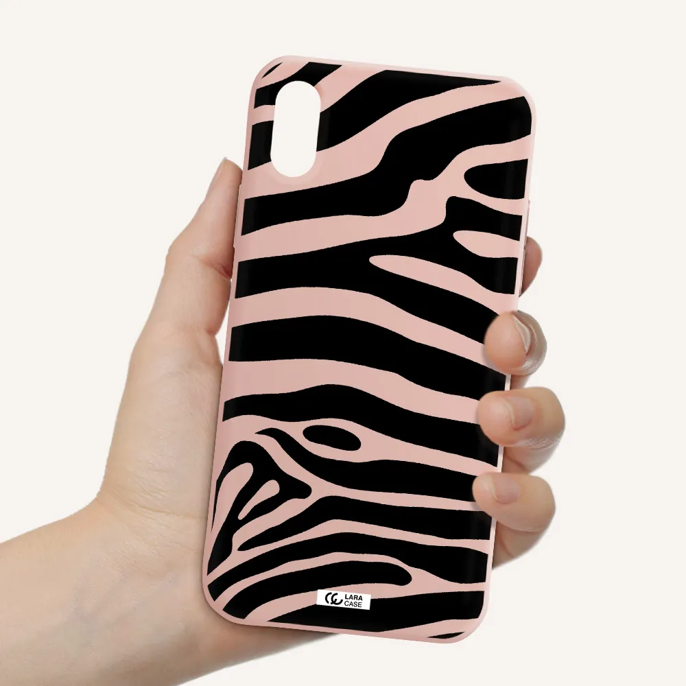 Zebra Apple iPhone XS Silicone pastel pink Case