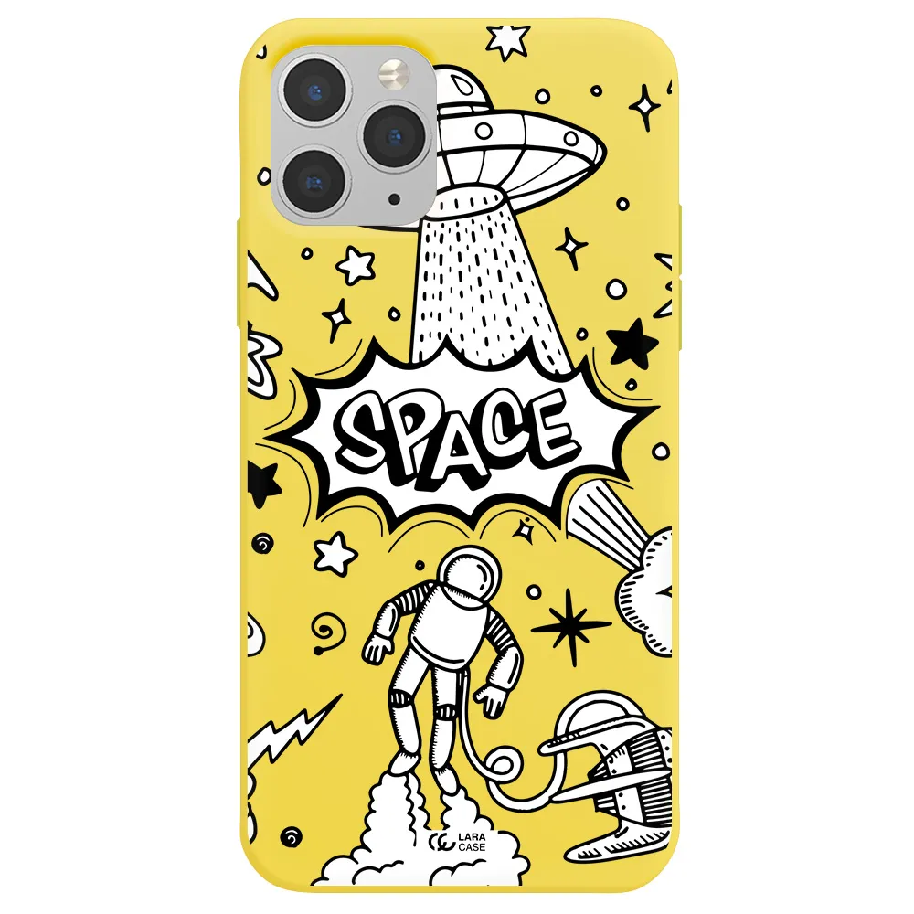 Space Poster Apple iPhone 11 pro max Silicone canary yellow Case