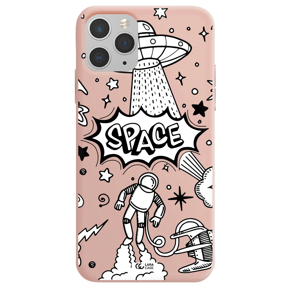 Space Poster Apple iPhone 11 pro max Silicone pastel pink Case