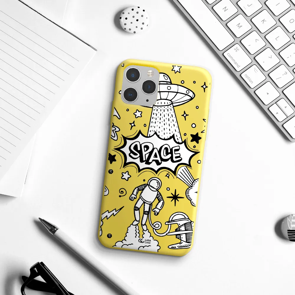 Space Poster Apple iPhone 11 pro Silicone canary yellow Case
