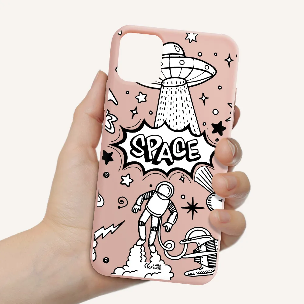 Space Poster Apple iPhone 11 Silicone pastel pink Case