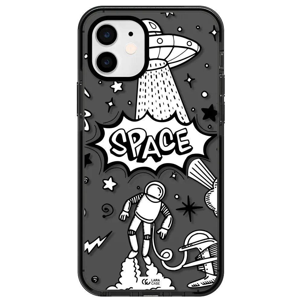 Space Poster Apple iPhone 12 impact Smoke Black Case