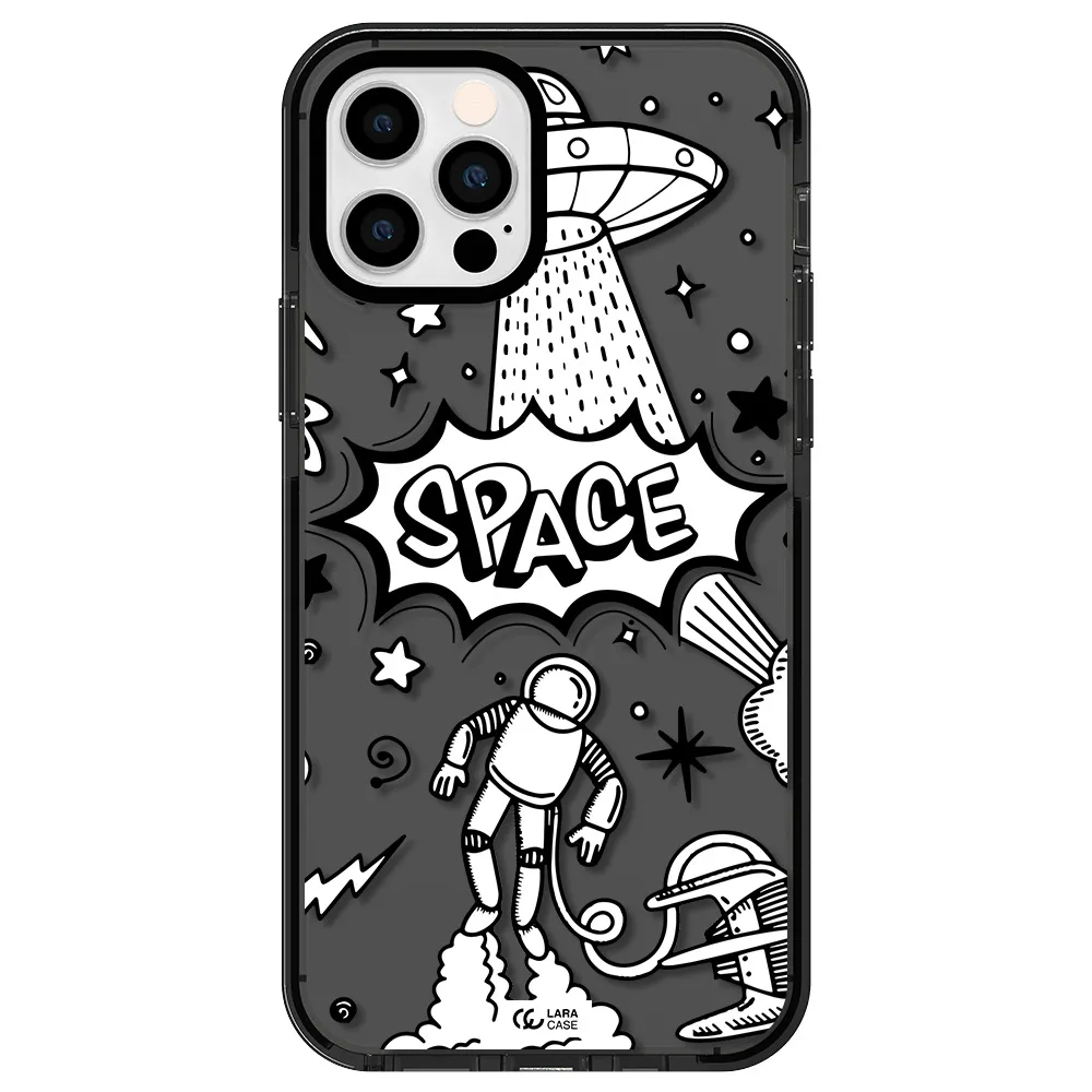 Space Poster Apple iPhone 12 pro impact Smoke Black Case