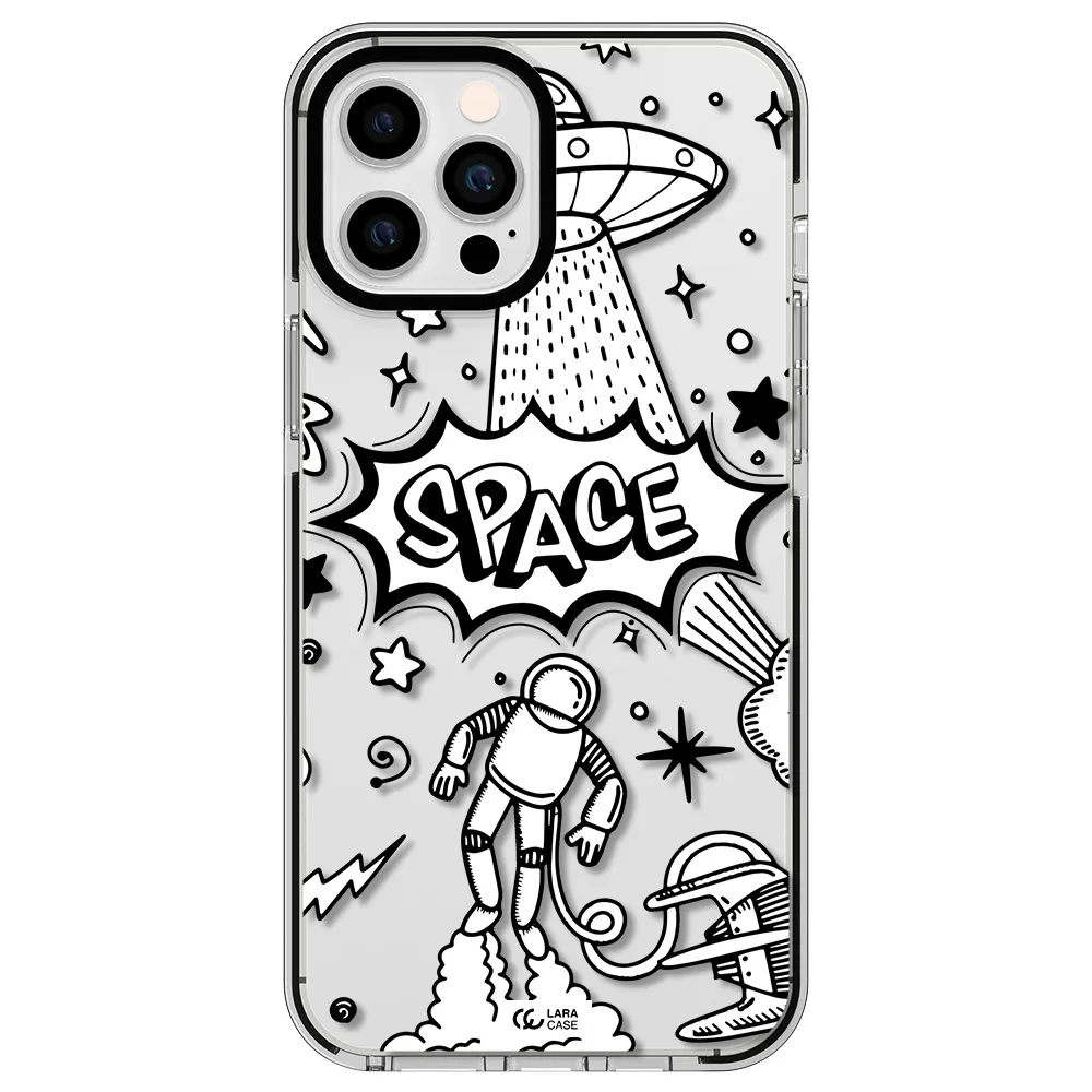 Space Poster Apple iPhone 12 pro max impact black border Case