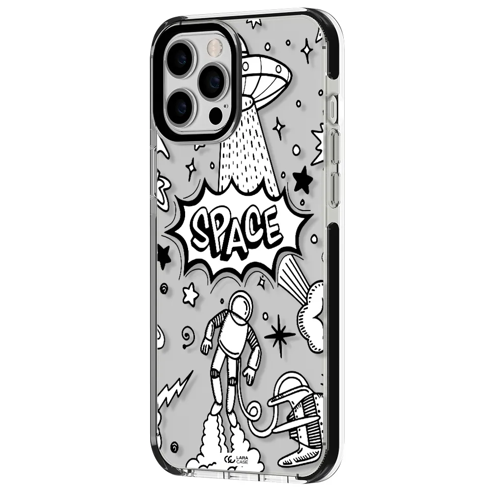 Space Poster Apple iPhone 12 pro max impact black border Case