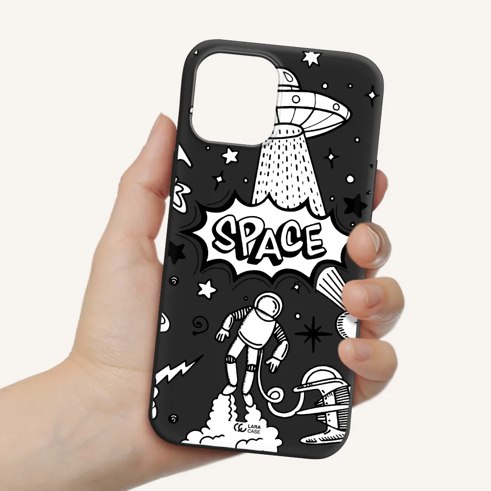Space Poster Apple iPhone 12 pro max Silicone black Case