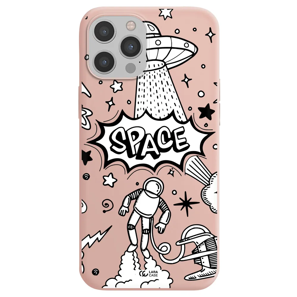 Space Poster Apple iPhone 12 pro Silicone pastel pink Case