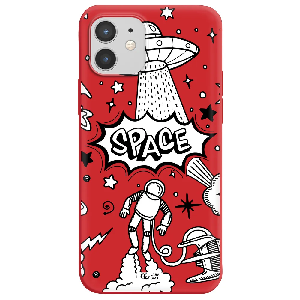 Space Poster Apple iPhone 12 Silicone Imperial Red Case