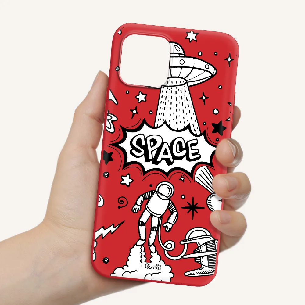 Space Poster Apple iPhone 12 Silicone Imperial Red Case