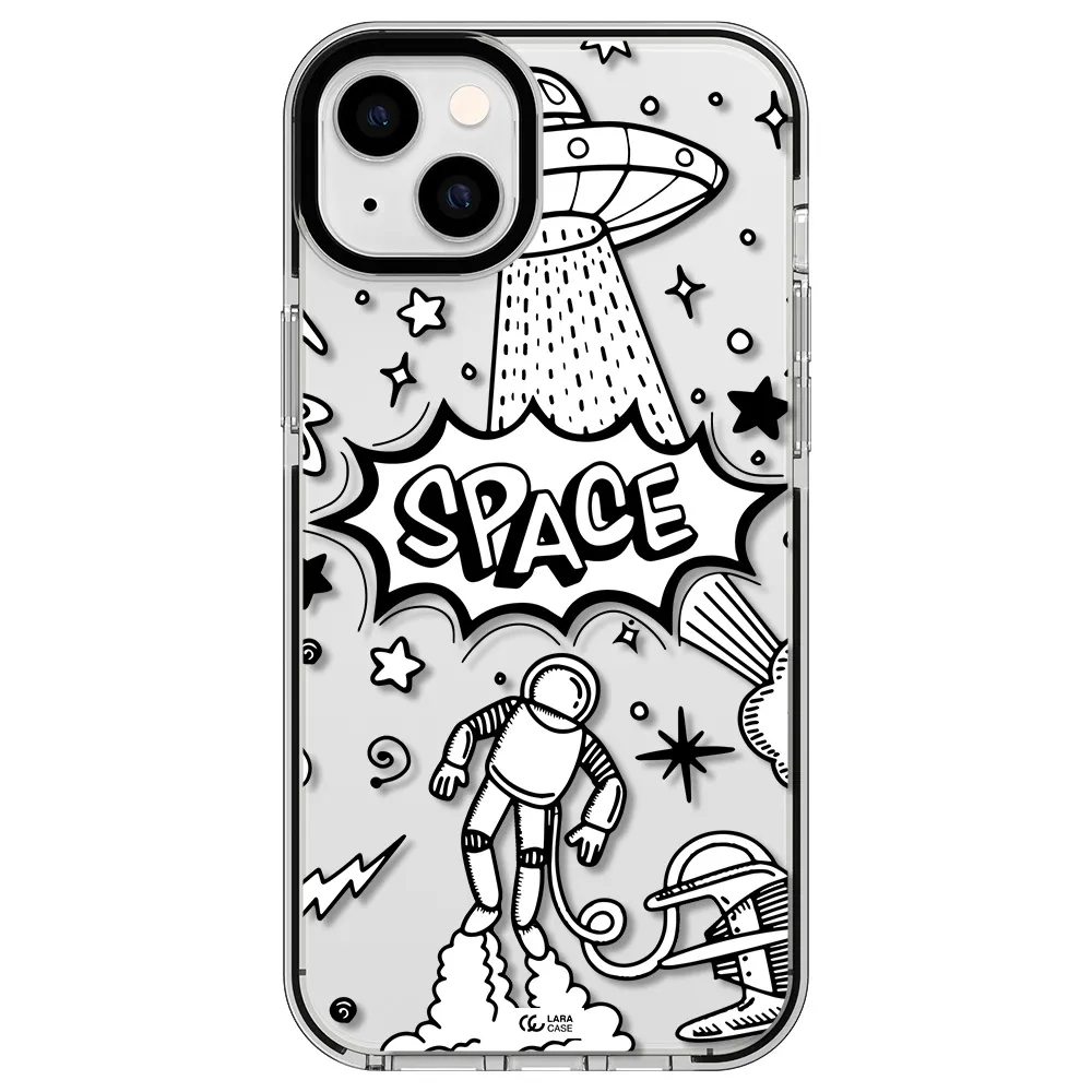 Space Poster Apple iPhone 14 plus impact black border Case