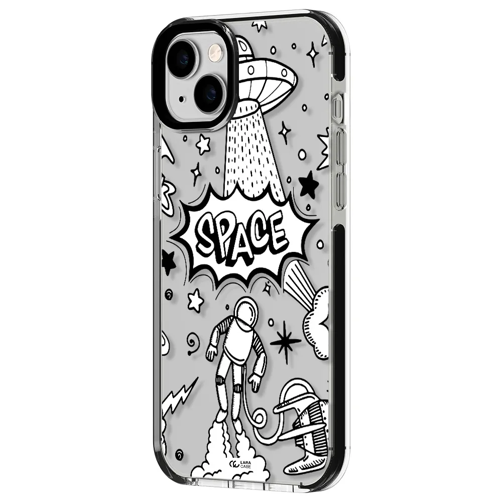 Space Poster Apple iPhone 14 plus impact black border Case