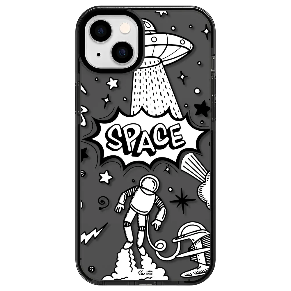 Space Poster Apple iPhone 14 plus impact Smoke Black Case
