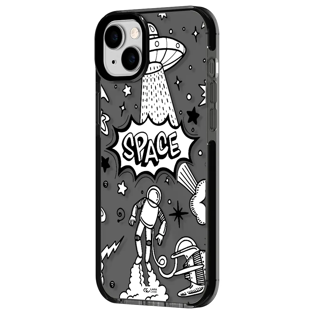 Space Poster Apple iPhone 14 plus impact Smoke Black Case