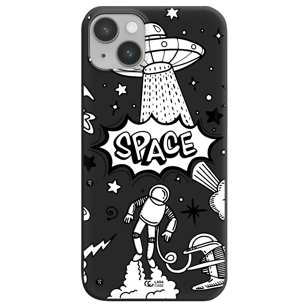 Space Poster Apple iPhone 14 plus Silicone black Case