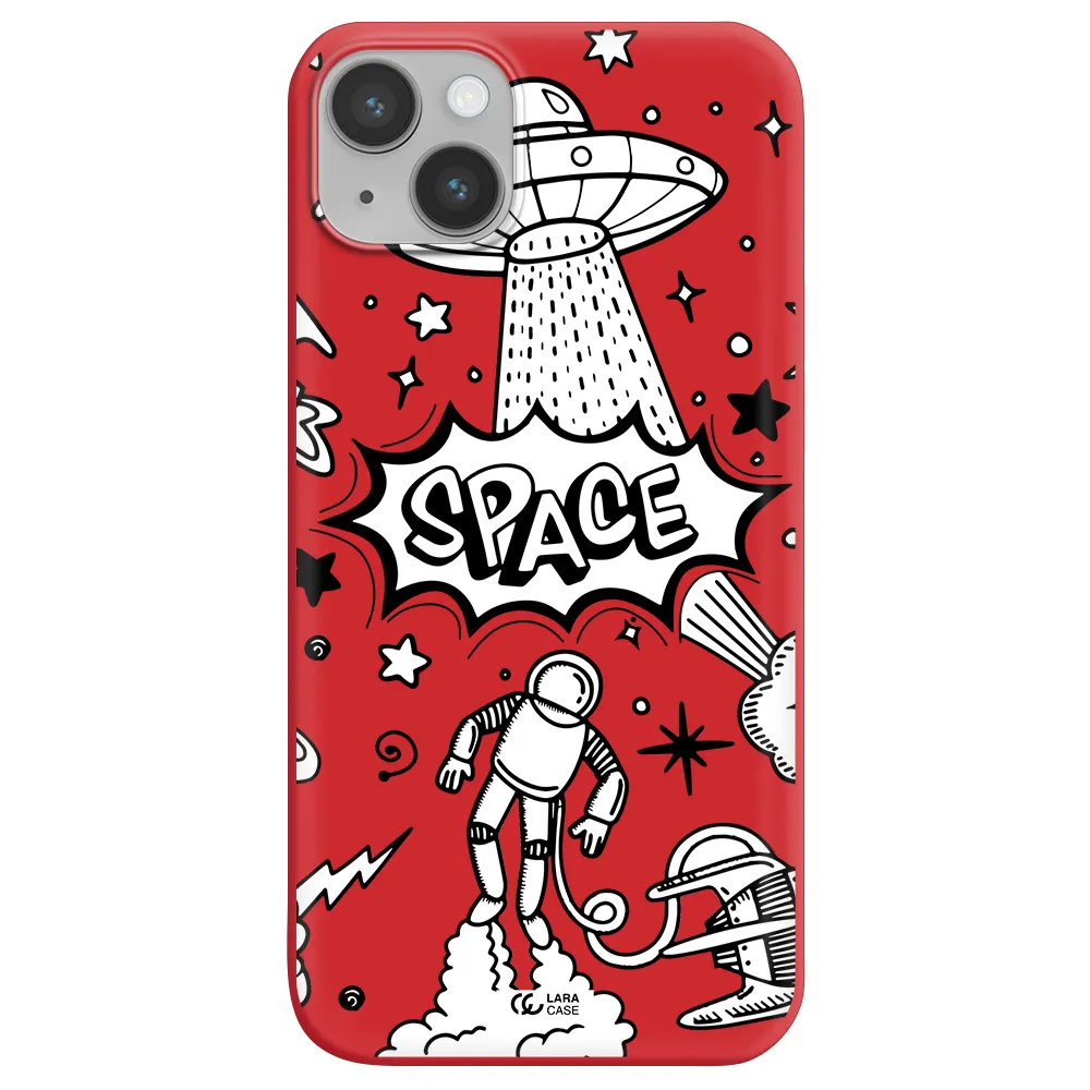 Space Poster Apple iPhone 14 plus Silicone Imperial Red Case
