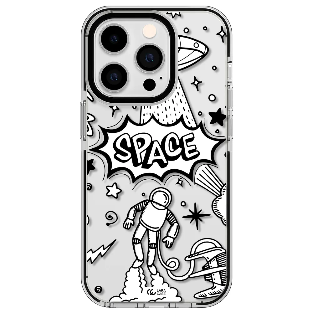 Space Poster Apple iPhone 14 pro impact black border Case