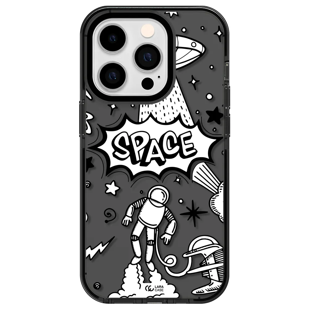 Space Poster Apple iPhone 14 pro impact Smoke Black Case