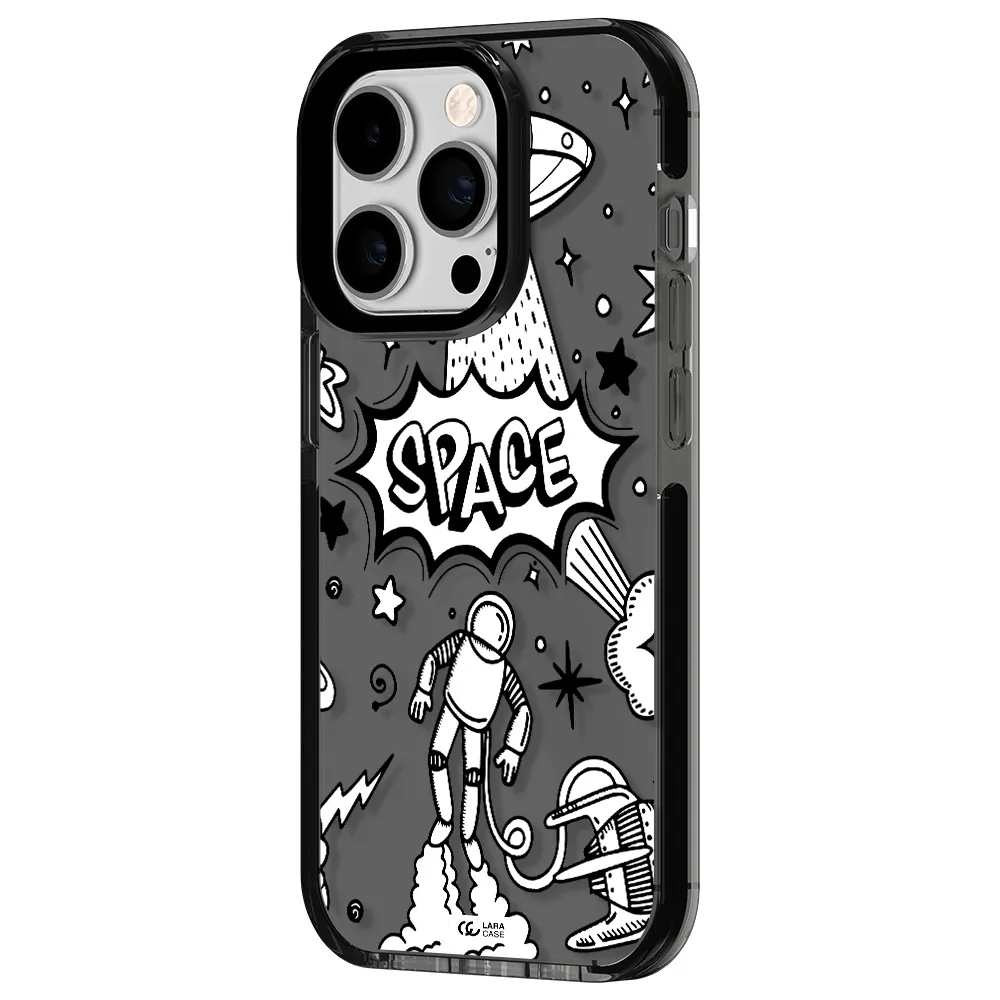 Space Poster Apple iPhone 14 pro impact Smoke Black Case