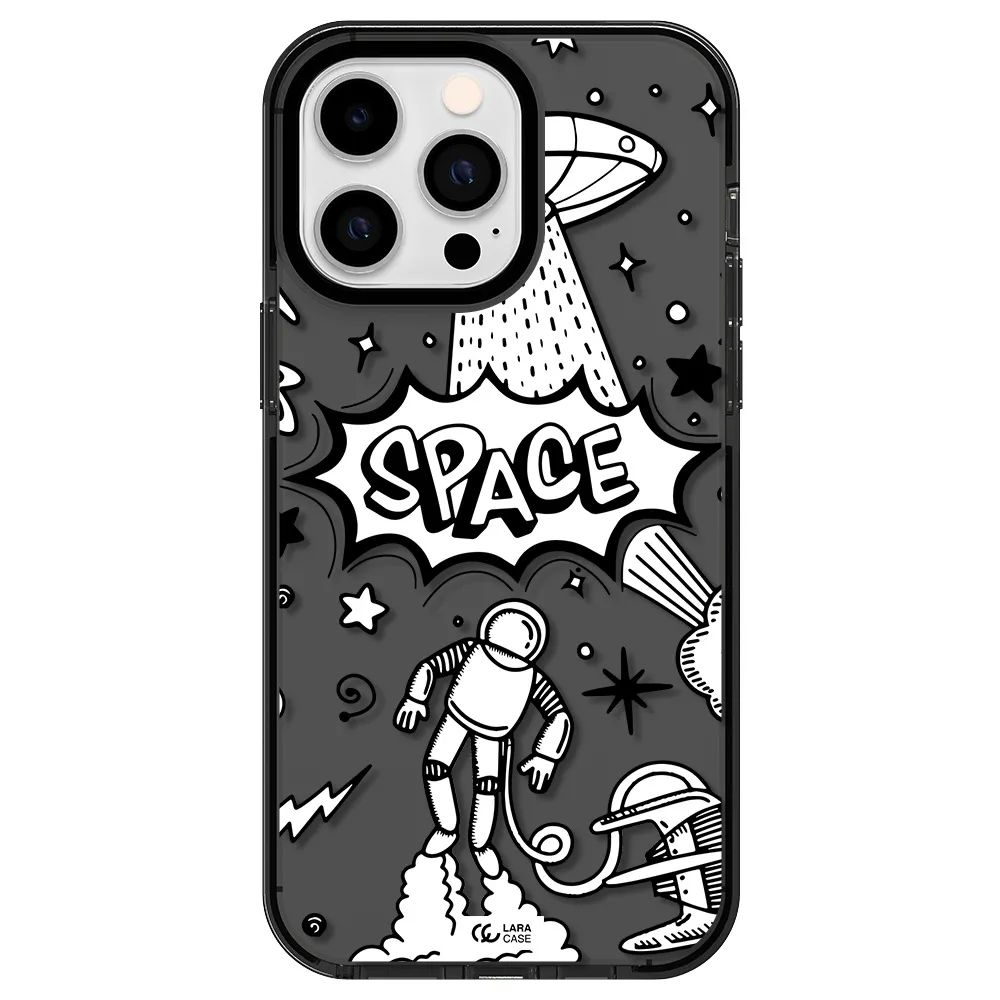 Space Poster Apple iPhone 14 pro max impact Smoke Black Case