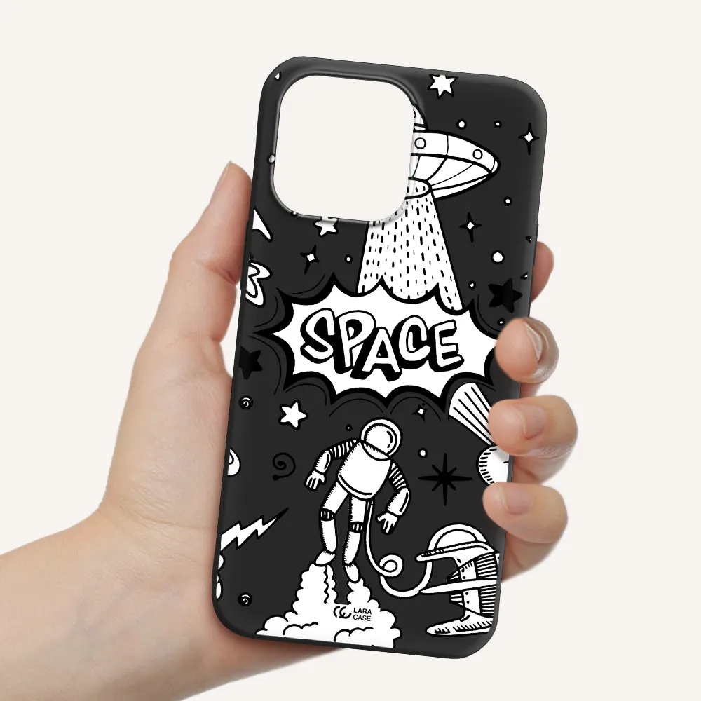 Space Poster Apple iPhone 14 pro Silicone black Case