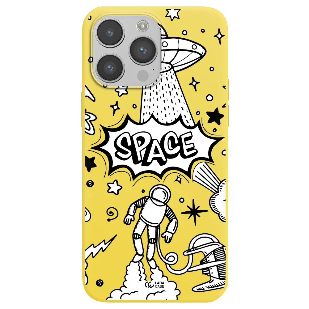 Space Poster Apple iPhone 14 pro Silicone canary yellow Case