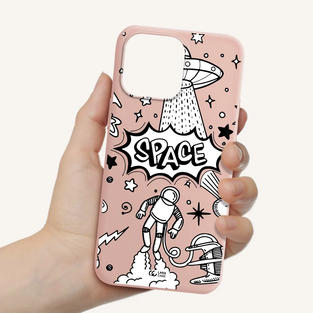 Space Poster Apple iPhone 14 pro Silicone pastel pink Case