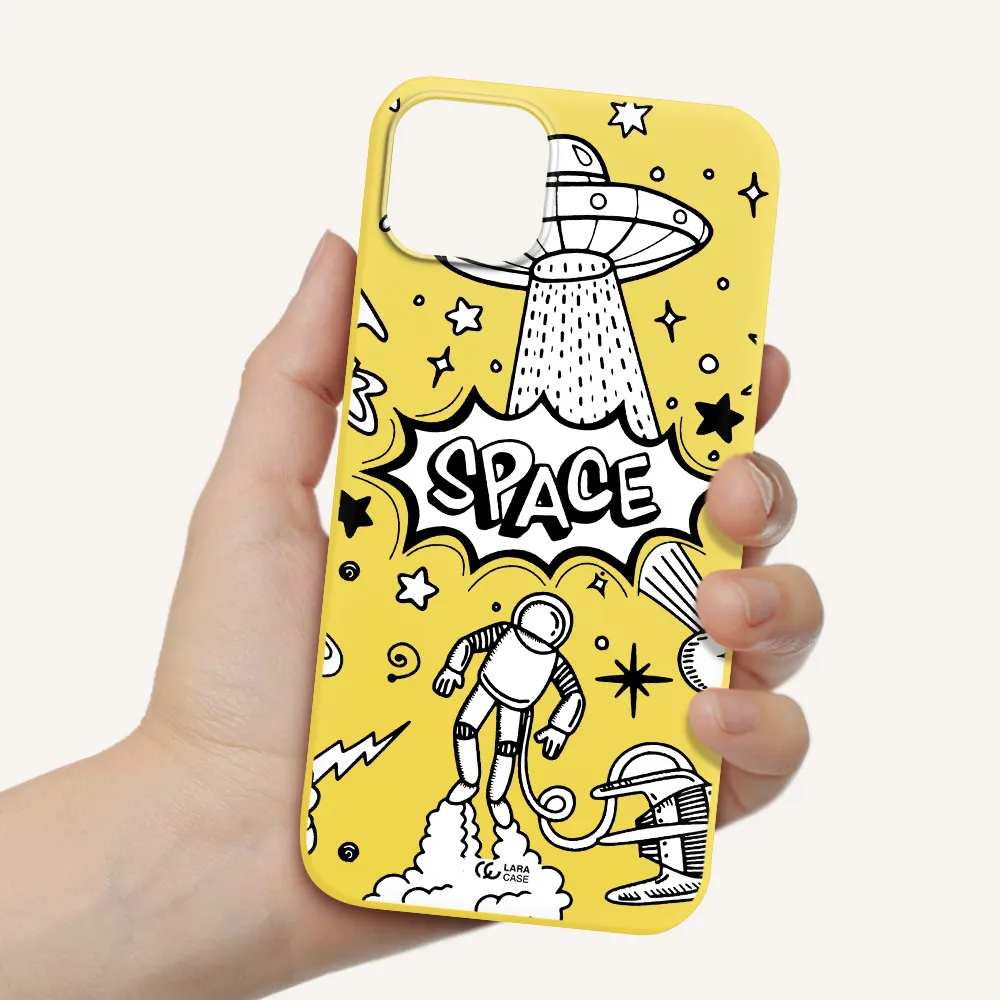 Space Poster Apple iPhone 14 Silicone canary yellow Case