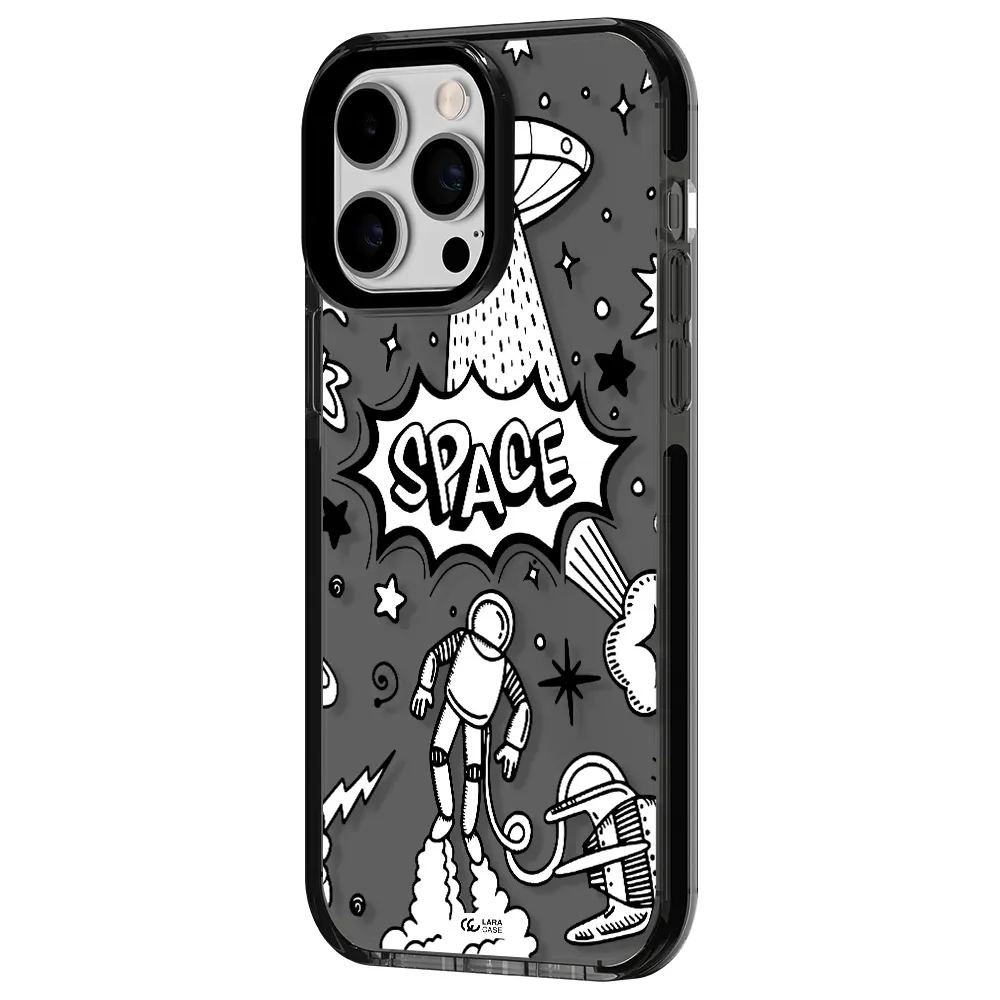 Space Poster Apple iPhone 15 Pro impact Smoke Black Case