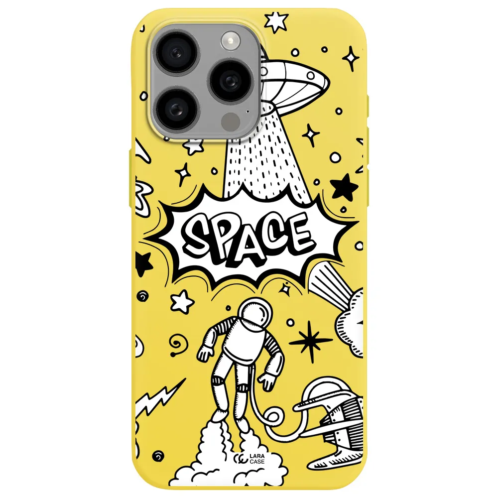 Space Poster Apple Iphone 15 Pro max Silicone canary yellow Case