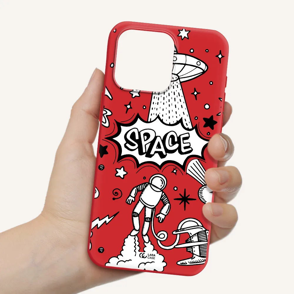 Space Poster Apple Iphone 15 Pro Max Silicone Imperial Red Case