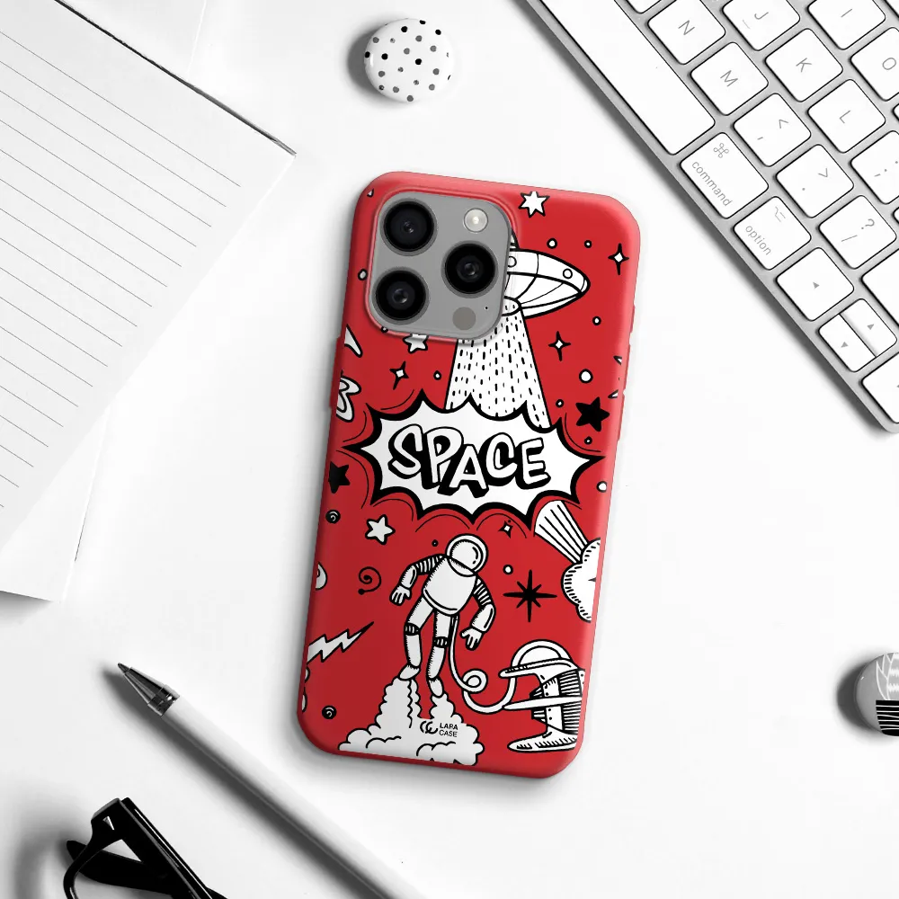 Space Poster Apple Iphone 15 Pro Max Silicone Imperial Red Case