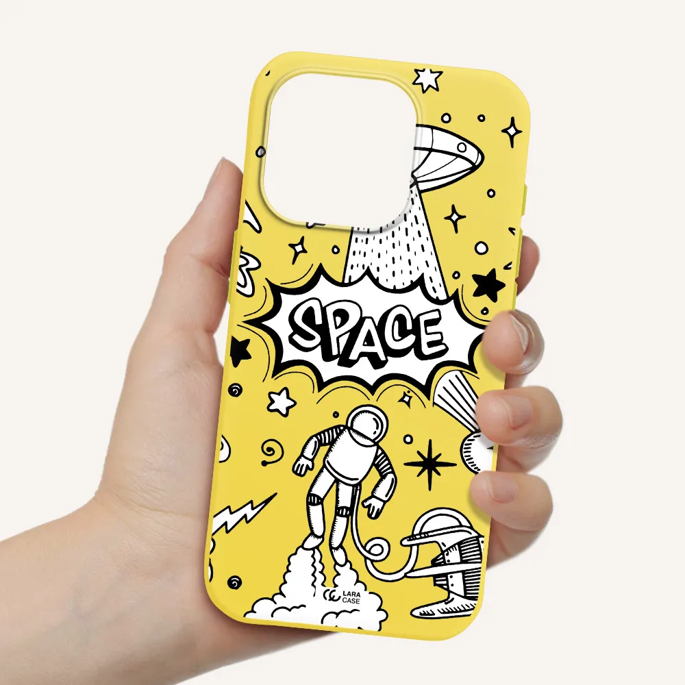 Space Poster Apple Iphone 15 Pro Silicone Canary Yellow Case