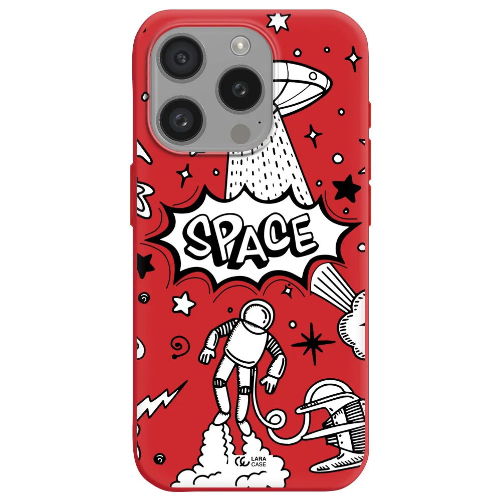 Space Poster Apple Iphone 15 Pro Silicone Imperial Red Case