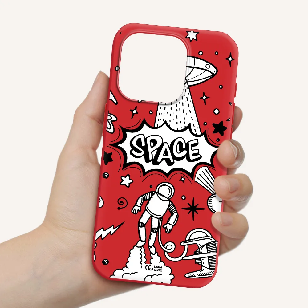 Space Poster Apple Iphone 15 Pro Silicone Imperial Red Case