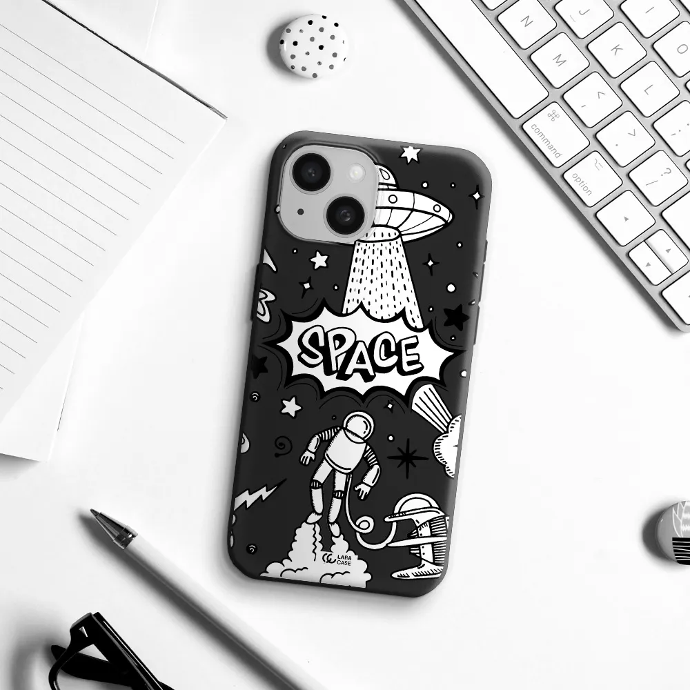 Space Poster Apple iPhone 15 Silicone black Case