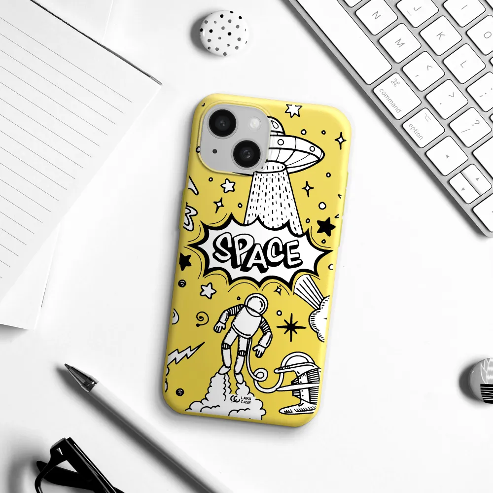 Space Poster Apple iPhone 15 Silicone canary yellow Case